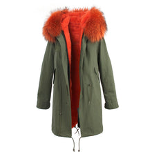 raccoon fur hooded coat parkas