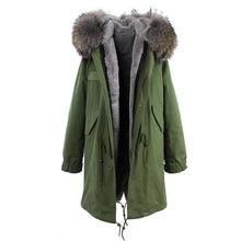 raccoon fur hooded coat parkas