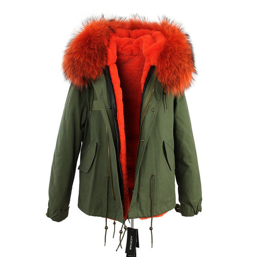winter  raccoon fur collar hooded coat parkas jacket