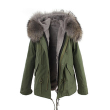 winter  raccoon fur collar hooded coat parkas jacket