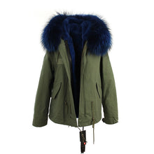 winter  raccoon fur collar hooded coat parkas jacket