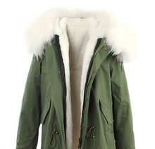 winter  raccoon fur collar hooded coat parkas jacket