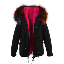 winter  raccoon fur collar hooded coat parkas jacket
