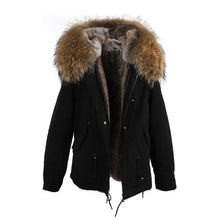 winter  raccoon fur collar hooded coat parkas jacket