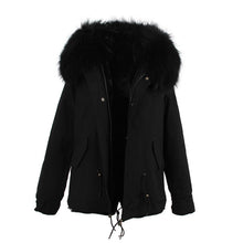 winter  raccoon fur collar hooded coat parkas jacket