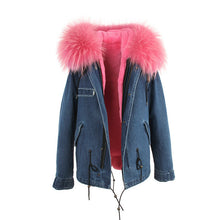 winter  raccoon fur collar hooded coat parkas jacket