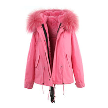 winter  raccoon fur collar hooded coat parkas jacket