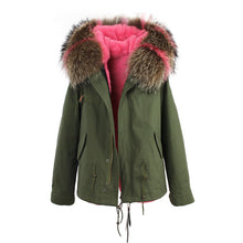 winter  raccoon fur collar hooded coat parkas jacket
