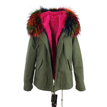 winter  raccoon fur collar hooded coat parkas jacket