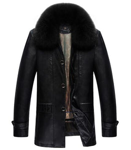 2016 New men suede jacket winter warm men's leather jackets and coats PU leather jacket men long winter jacket with fur collar