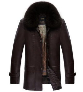 2016 New men suede jacket winter warm men's leather jackets and coats PU leather jacket men long winter jacket with fur collar