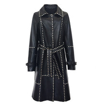 New Fashion Genuine Leather Jacket Women Winter Real Sheepskin Leather Coat Women Long Loose Rivet Jackets Ladies Female RL80829