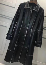 New Fashion Genuine Leather Jacket Women Winter Real Sheepskin Leather Coat Women Long Loose Rivet Jackets Ladies Female RL80829