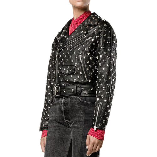 Fashion Genuine Leather Jacket Women Winter Real Sheepskin Leather Jacket Women Rivet Motorcycle Biker Coat Female Ladies RL013