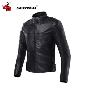 SCOYCO Men's Waterproof Moto Jacket Motorbike Racing Jackets Genuine Leather Cowhide Motorcross Jackets Motorcycle Clothing