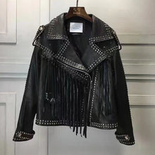 New Fashion Genuine Leather Jacket Women Winter Real Sheepskin Leather Coat Woman Rivet Tassels Jacket Ladies Female RL011