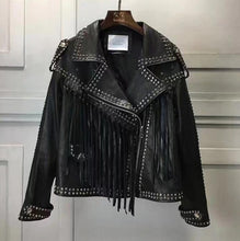 New Fashion Genuine Leather Jacket Women Winter Real Sheepskin Leather Coat Woman Rivet Tassels Jacket Ladies Female RL011