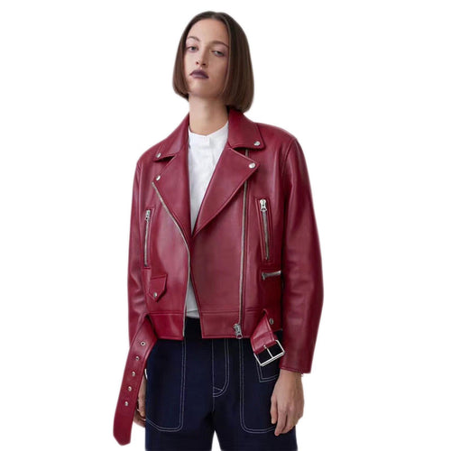 New Real Sheepskin Leather Jacket Women Winter Fashion Genuine Leather  Coat Women Short Punk Jacket Female Ladies Clothes RL006