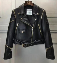 Fashion Genuine Leather Jacket Women Winter Real Sheepskin Leather Jacket Women Zipper Style Short Coat Female Ladies RL014
