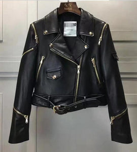 Fashion Genuine Leather Jacket Women Winter Real Sheepskin Leather Jacket Women Zipper Style Short Coat Female Ladies RL014