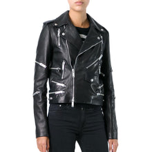 New Fashion Genuine Leather Jacket Women Winter Real Sheepskin Leather Coat Women Zipper Punk Jackets Female Ladies RL80822