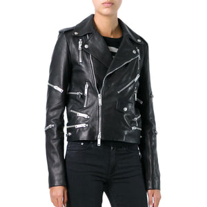 New Fashion Genuine Leather Jacket Women Winter Real Sheepskin Leather Coat Women Zipper Punk Jackets Female Ladies RL80822