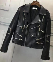 New Fashion Genuine Leather Jacket Women Winter Real Sheepskin Leather Coat Women Zipper Punk Jackets Female Ladies RL80822