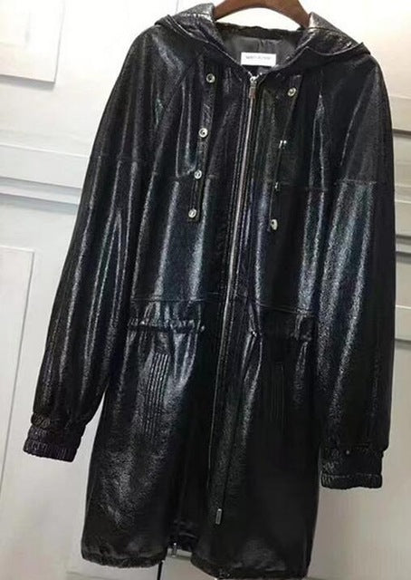 New Fashion Genuine Leather Jacket Women Winter Real Sheepskin Leather Coat With Hood Women Long Jackets Ladies Female RL80818