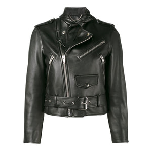 New Real Sheepskin Leather Jacket Women Winter Genuine Leather Coat Woman Belt Collar Jacket Ladies Female RL011