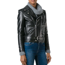 Elegant Genuine Leather Jacket Women Winter Real Sheepskin Leather Jacket Women Motorcycle Biker Coat Ladies Female RL80816