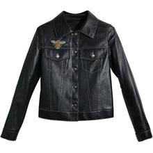 Fashion Genuine Leather Jacket Women Winter Real Sheepskin Leather Jacket Woman Honeybee Embroidery Coat Ladies Female RL009