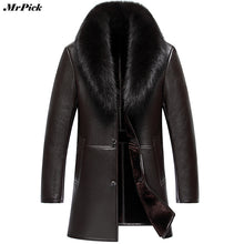 Big Fur Collar Snow Winter Coats Men PU Artificial Leather Motorcycle Hip Hop Jacket E0718-002
