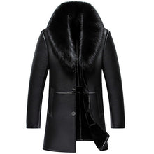 Big Fur Collar Snow Winter Coats Men PU Artificial Leather Motorcycle Hip Hop Jacket E0718-002