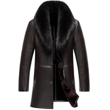 Big Fur Collar Snow Winter Coats Men PU Artificial Leather Motorcycle Hip Hop Jacket E0718-002