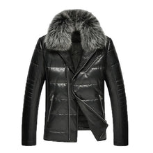 Fur Collar Men PU Leather Coats Warm Snow Winter Motorcycle Slim Zipper Men Jacket E0710-003