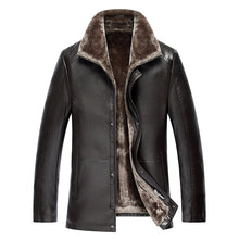 2016 Winter New Turn Down Collar Velet Lining Leather Coat Men Warm Quality Leather Jackets Winter