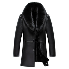 2017 New Arrival Long Real Big Fur Collar Men's Winter Leather Jacket High Quality Thick Warm Leather Men Coat