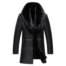 2017 New Arrival Long Real Big Fur Collar Men's Winter Leather Jacket High Quality Thick Warm Leather Men Coat