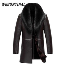 WEBONTINAL Winter Leather Jacket Men Coat Male Top Quality Real Fox Fur collar Warm Thick Faux Windbreaker Men Thick Velvet
