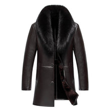 WEBONTINAL Winter Leather Jacket Men Coat Male Top Quality Real Fox Fur collar Warm Thick Faux Windbreaker Men Thick Velvet
