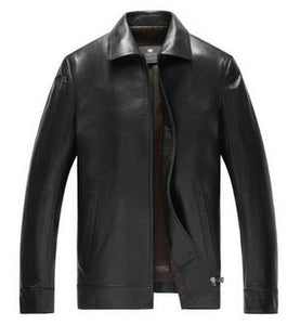 2017 new genuine leather men 's single leather lapel business sheep leather men' s leather jacket