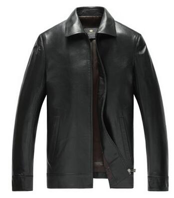 2017 new genuine leather men 's single leather lapel business sheep leather men' s leather jacket