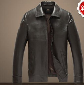 2017 new genuine leather men 's single leather lapel business sheep leather men' s leather jacket