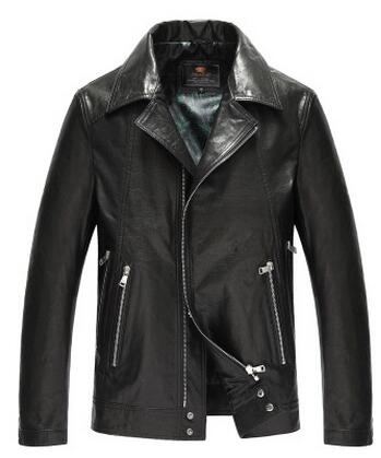 Fashion Motorcycle Leather Jacket genuine Leather Jacket Men 's Goat Leather Casual Leather