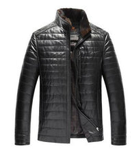 New Warm Winter Men's Leather Jacket Casual Outerwear Fashion genunie Leather jacket Men with really fur collar