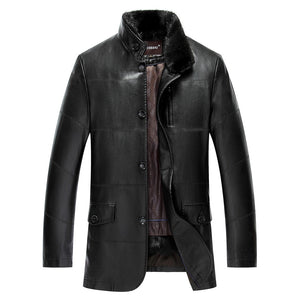 New arrival men lapel fur winter PU leather simulation leather jacket men's thicker fur plus velvet fashion warm size MLXL2XL3XL