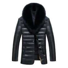 New men  jacket winter warm men's leather jackets and coats PU leather jacket men long winter jacket with really fox fur collar