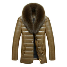 New men  jacket winter warm men's leather jackets and coats PU leather jacket men long winter jacket with really fox fur collar