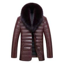 New men  jacket winter warm men's leather jackets and coats PU leather jacket men long winter jacket with really fox fur collar