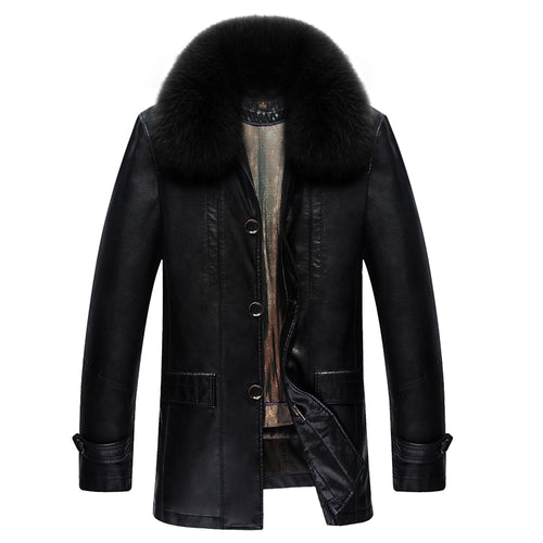 2016 New men suede jacket winter warm men's leather jackets and coats PU leather jacket men long winter jacket with fur collar